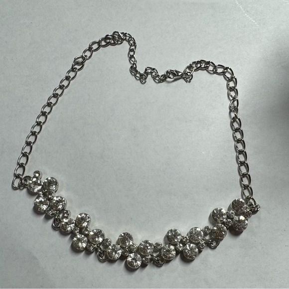 Silver Tone Rhinestone Necklace and Bracelet & Earrings - Picture 6 of 10